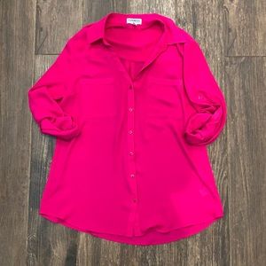 Express Fuchsia Portofino Button Up Medium